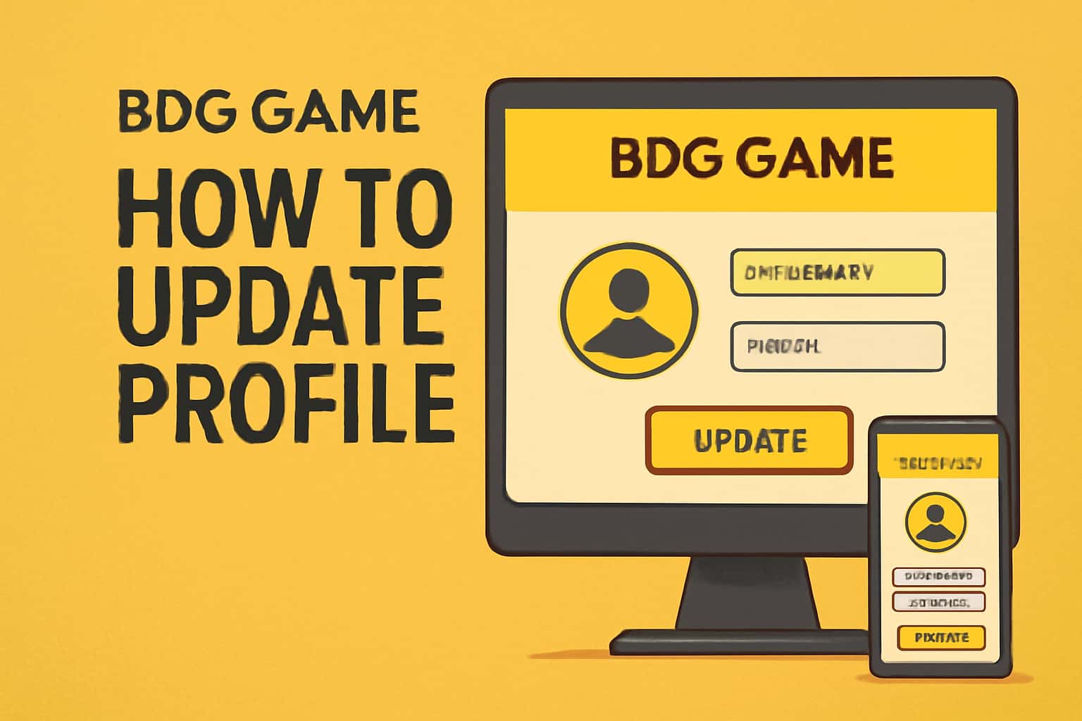 An informative illustration depicting the process to update a BDG Game profile.